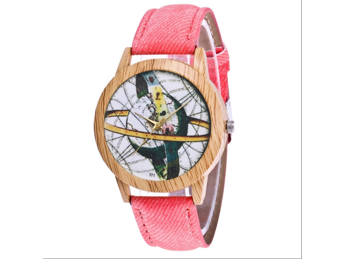 Relógio de Pulso Casual de Quartzo com Pulseira de Cowboy Rosa Zhoulianfa