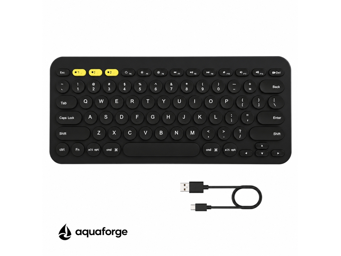 Teclado Bluetooth Sem Fio Compacto Preto, Para Pc E Portátil