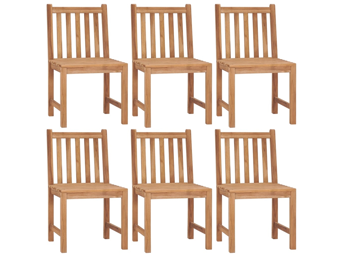 Conjunto de 6 Cadeiras de Jardim com Almofadões Madeira de Teca Maciço MAISON EXCLUSIVE