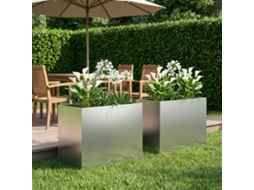 Vidaxl Vaso De Jardim 2 Unid. Prateado 50 X 40 X 50 Cm Aço Galvanizado