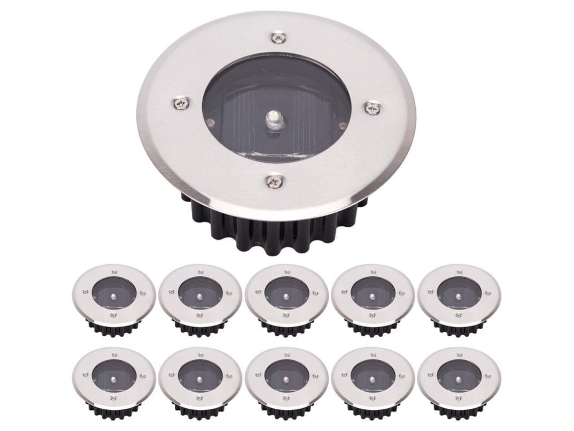Kit com 10 Unidades, Luminária Solar de Solo, Cor Branco Frio, Ip65 À Prova D'água, para Áreas Externas AQUAFORGE