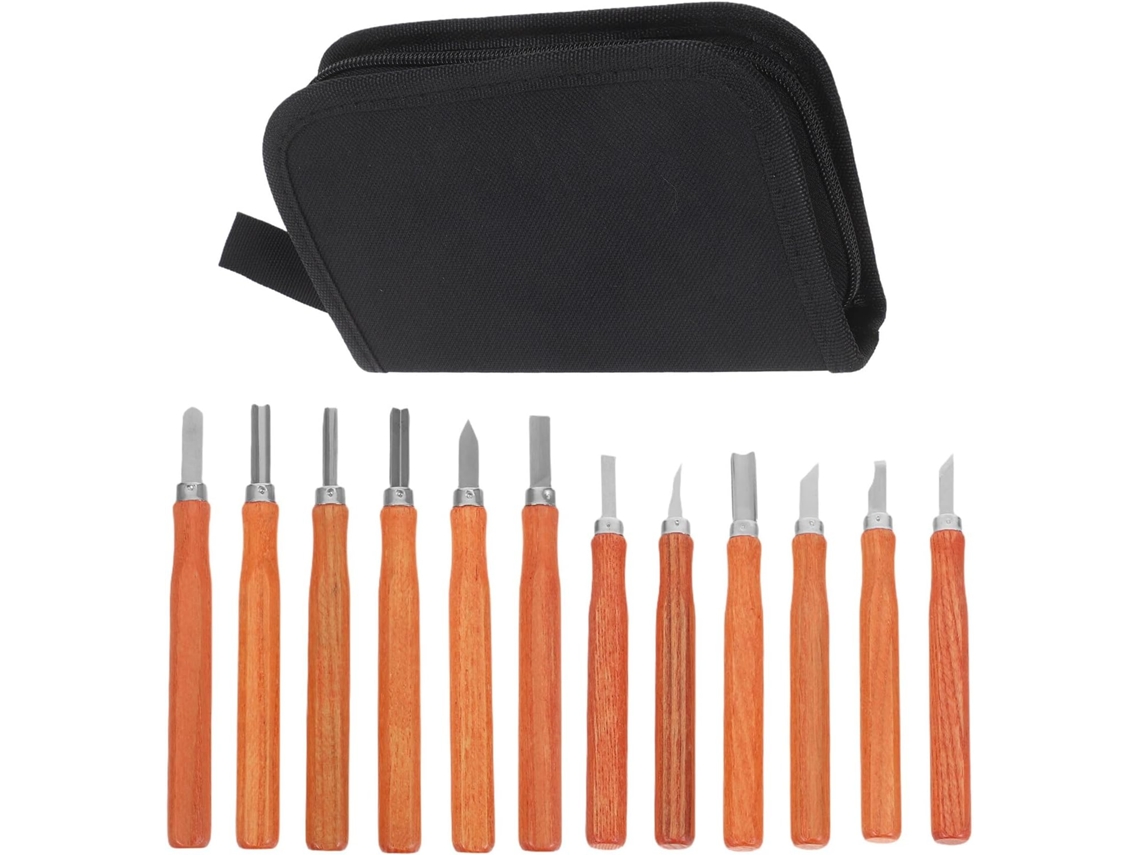 Kit Para Entalhe Em Madeira Com Formões E Facas De Entalhe Com Cabos Que Imitam Madeira - Ferramentas Ergonômicas
