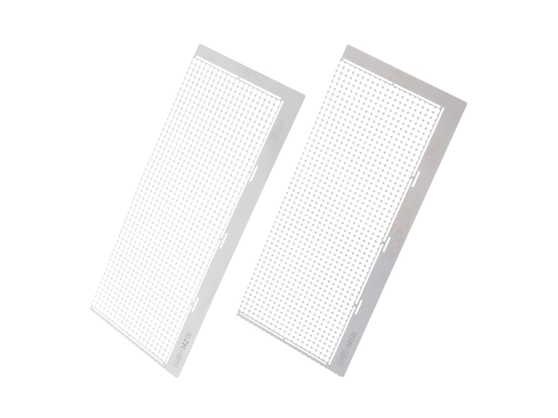 Conjunto de 2 réguas de posicionamento preciso em aço inoxidável estampado com design quadriculado, multifuncionais e ideais.