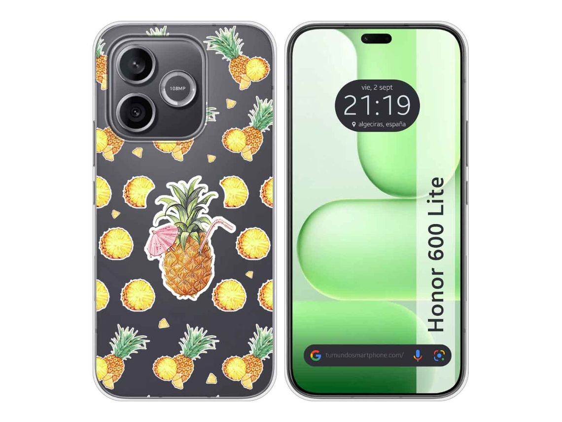 Capa Tumundosmartphone De Silicone Transparente Para Honor 600 Lite 5g Com Estampa De Abacaxi