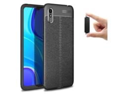 Capa Rugged Leather Antichoque + Suporte Magnético Multifunção Redmi 9A Preto