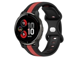 Lurelia Pulseira Garmin Venu 2 Plus 20mm Fivela Borboleta Silicone Bicolor Preto Vermelho
