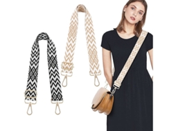 Conjunto De 2 Alças Ombro Ajustáveis​​ Para Bolsas, 3, 8 Cm De Largura, Estilo Boho, Com Estampa Listrada, 70, 130 Cm De Comprimento E Mosquetão
