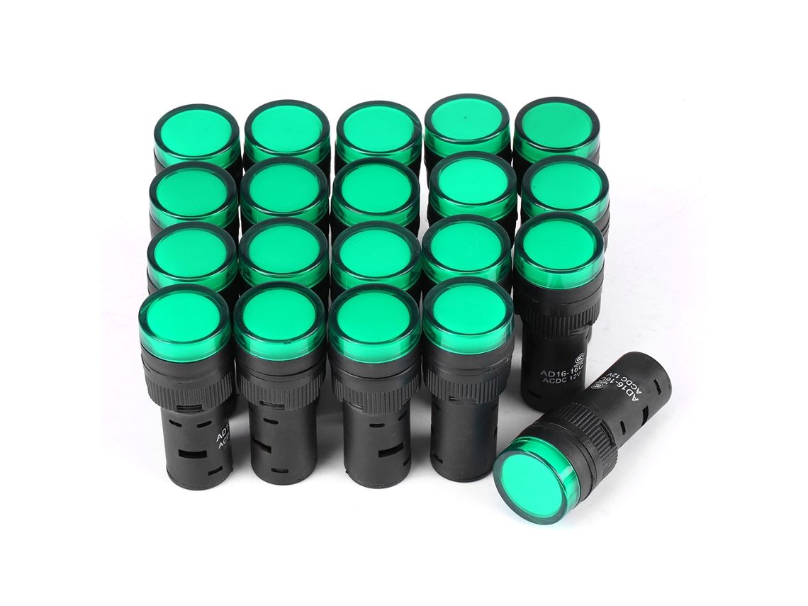 20pcs Luz Indicadora Led 12v Sinal De Alerta Emergência Verde