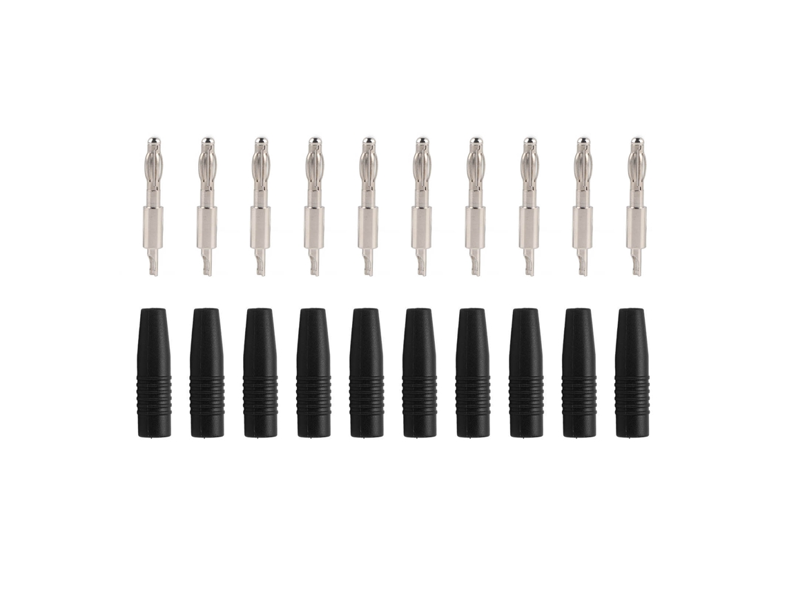10pack Conector Banana De Solda 4mm Plug Macho Adaptador Para Teste Multímetro Cabos Alto Falante Preto