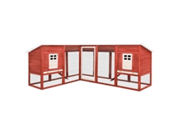 Vidaxl Coelheira Exterior C/ Parque Abeto Maciço Vermelho E Branco