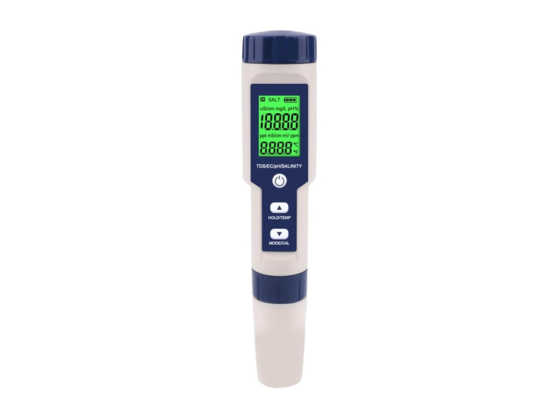 Medidor Digital 5em 1de Tds Ec Ph Salinidade Temperatura Multifuncional Ph, Tds, Ec, Salinidade E Temperatura