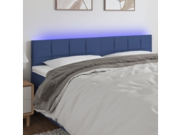 Vidaxl Cabeceira De Cama C/ Luzes Led Tecido 160x5x78/88 Cm Azul