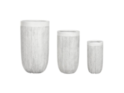 Conjunto de 3 Vasos de Magnésia Bruta, 44x44x79cm ALEXANDRA HOUSE LIVING