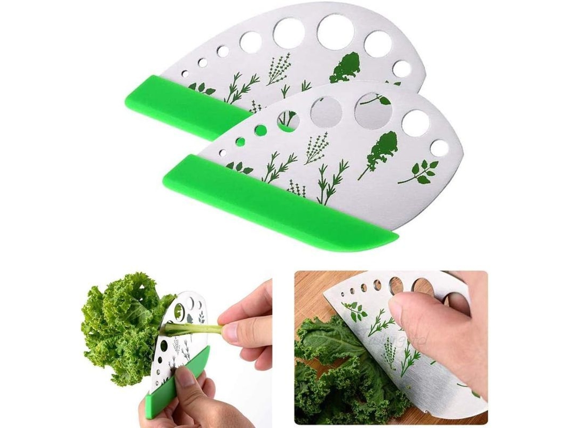 Rebe - Extrator de Folhas de Ervas em Aço Inoxidável com 9 Furos: Ferramenta 2 em 1 para Couve e Vegetais