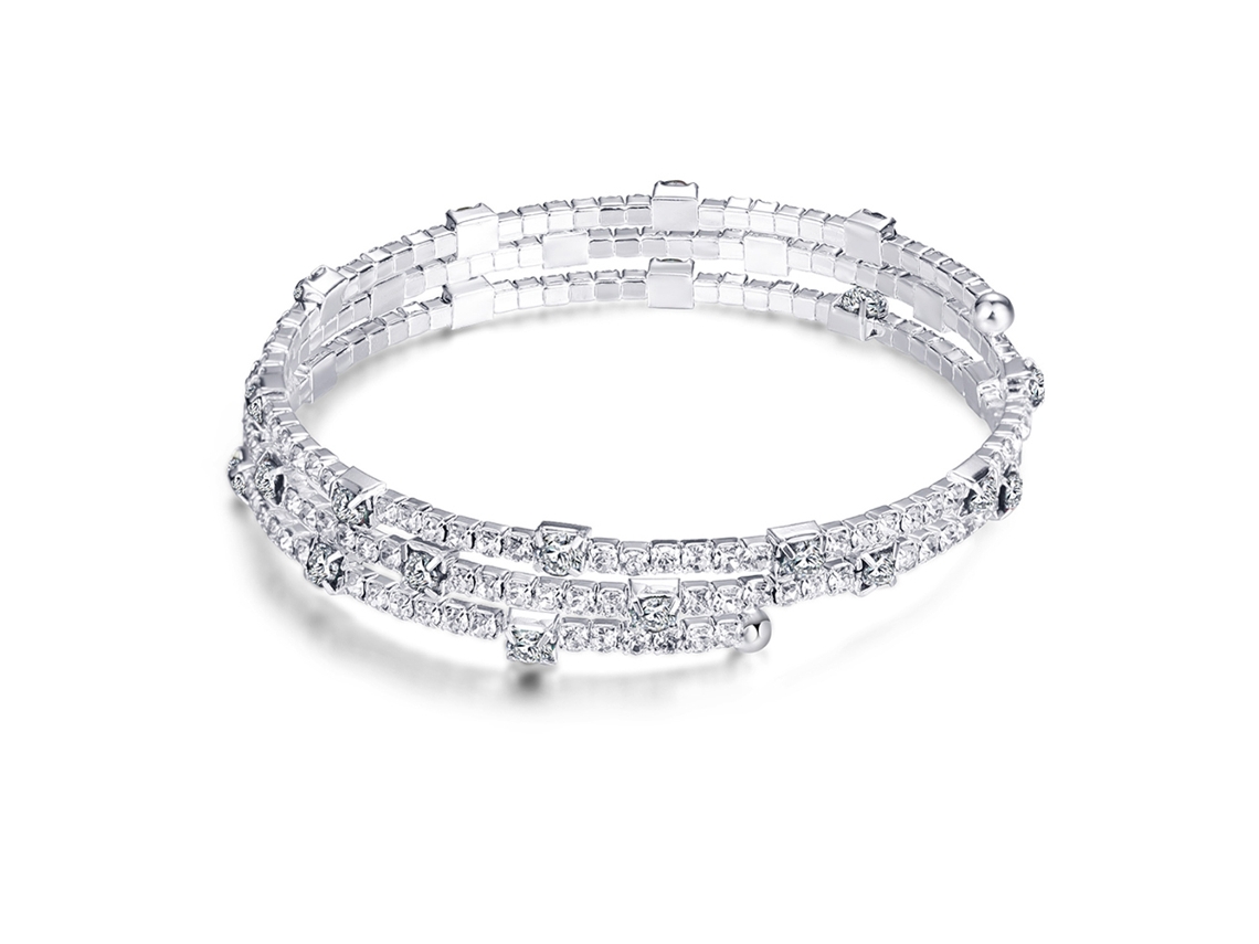 Pulseira Mulher Multicamada Com Strass Colorido