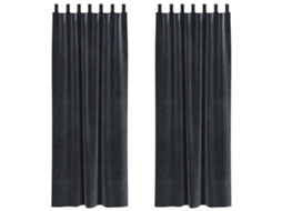 Conjunto 2 Cortinas Opacas Vidaxl Cinzento Veludo (140 X 245 Cm)