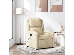 Vidaxl Poltrona De Massagem Reclinável Em Tecido Creme