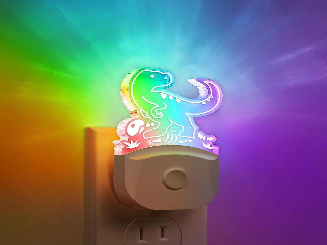 Lurelia Luz Noturna Em Forma De Dinossauro Com Rgb, 8 Cores, 3 Modos Para Bebé E Crianças