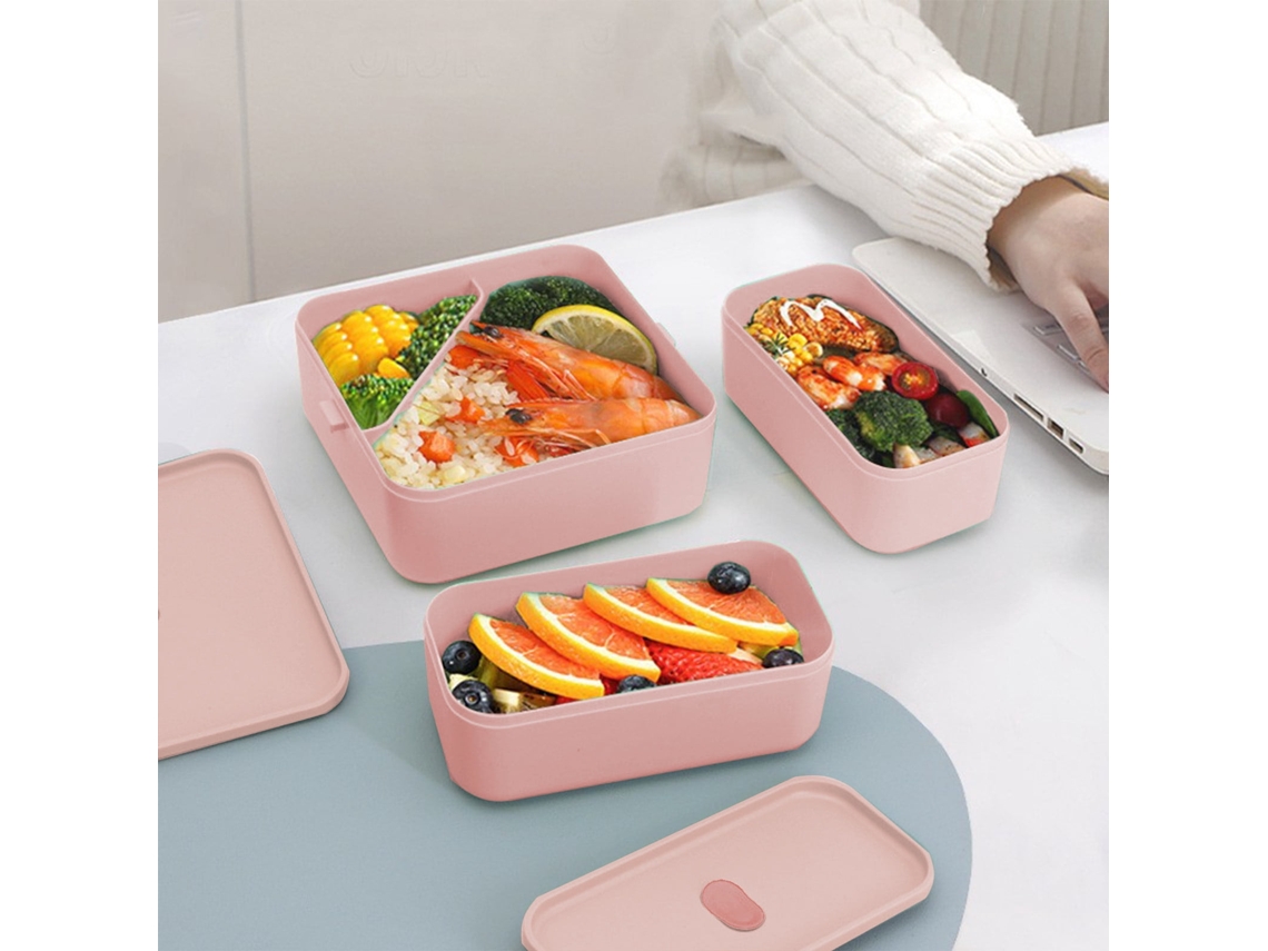 Marmita De Plástico De Camada Dupla Para Estudantes - Caixa Bento De Grau Alimentar Com Divisórias Para Micro-ondas