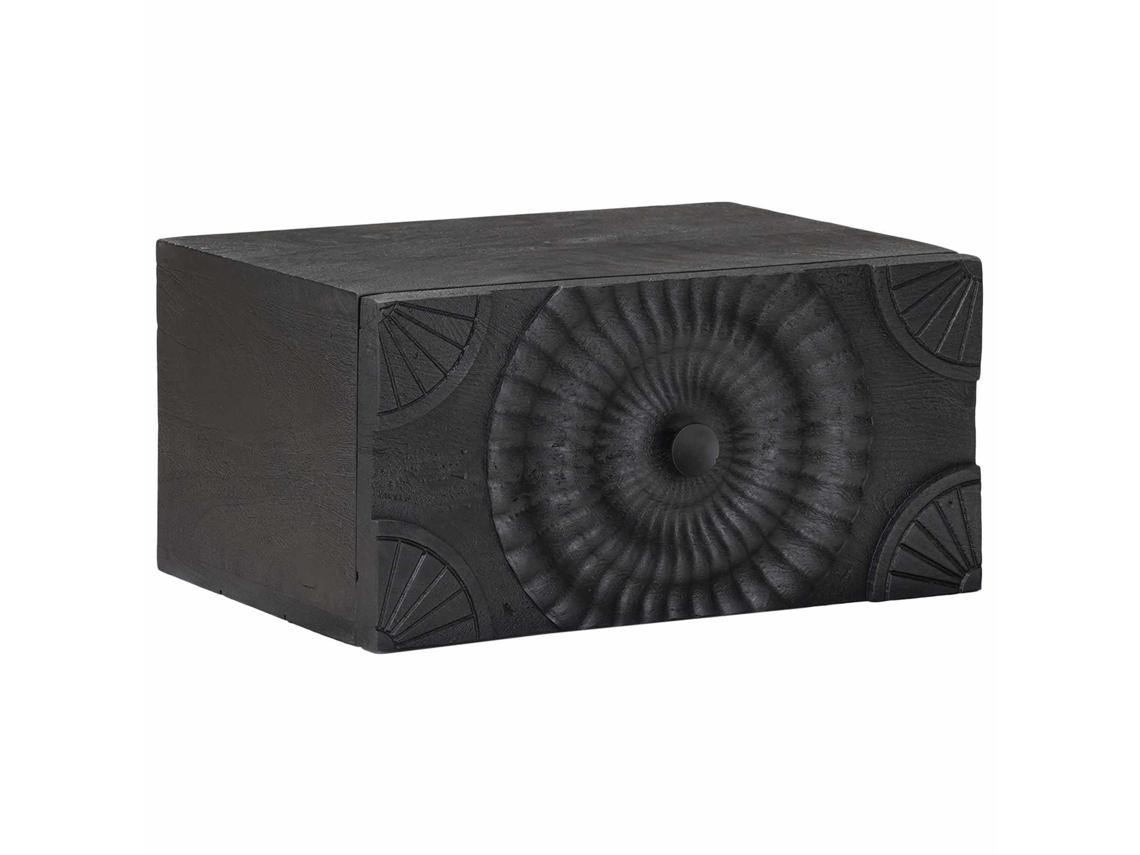 Vidaxl Criado-mudo Artesanal Preto 40 X 30 X 20 Cm