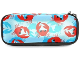 Estojo Grande Com Estampa De Caranguejo Vermelho E Azul, Organizador De Maquiagem, Ideal Escola, Escritório