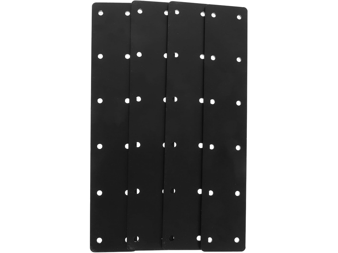 Pretyzoom Conjunto De 4-placas Conexão Metálicas Pretas Para Móveis E Armários, Suporte De Aço Reforçado Com Furos Pré