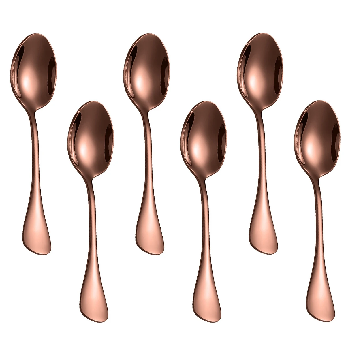 Conjunto de 6 Colheres de Aço Inoxidável para Café, Sobremesa e Chá, Além de Mini Colheres Douradas. MDUG (rosa)
