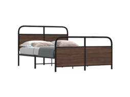 Vidaxl Estrutura De Cama Sem Colchão 137x190cm Metal Carvalho Castanho
