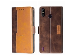 Capa De Couro Com Fivela Lateral E Contraste De Cor Para Infinix Smart 4 X653