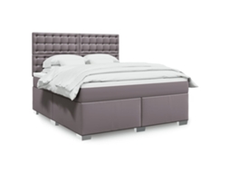 Vidaxl Cama Com Molas/colchão 180x200 Cm Couro Artificial Cinza