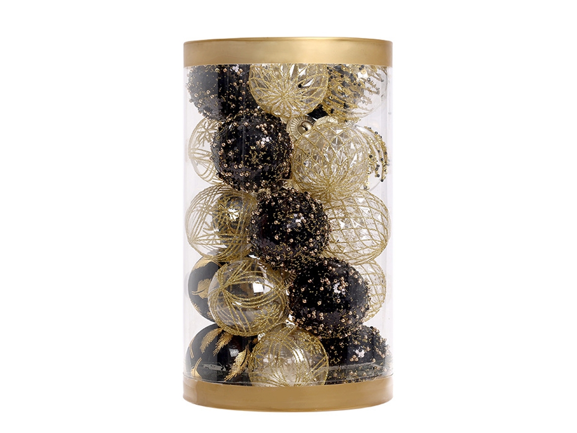 Bola de Natal TUSERXLN Pintadas Dourado Preto