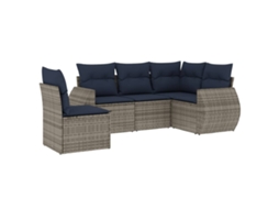Conjunto de Sofá de Jardim, 5 Peças, Almofadas, Rattan Cinza MAISON EXCLUSIVE