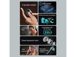 Fones De Ouvido Sem Fio Mibro Earbuds 2 Bt 5.3 Leve Ipx5 Com Cancelamento De Ruído E Som Estéreo