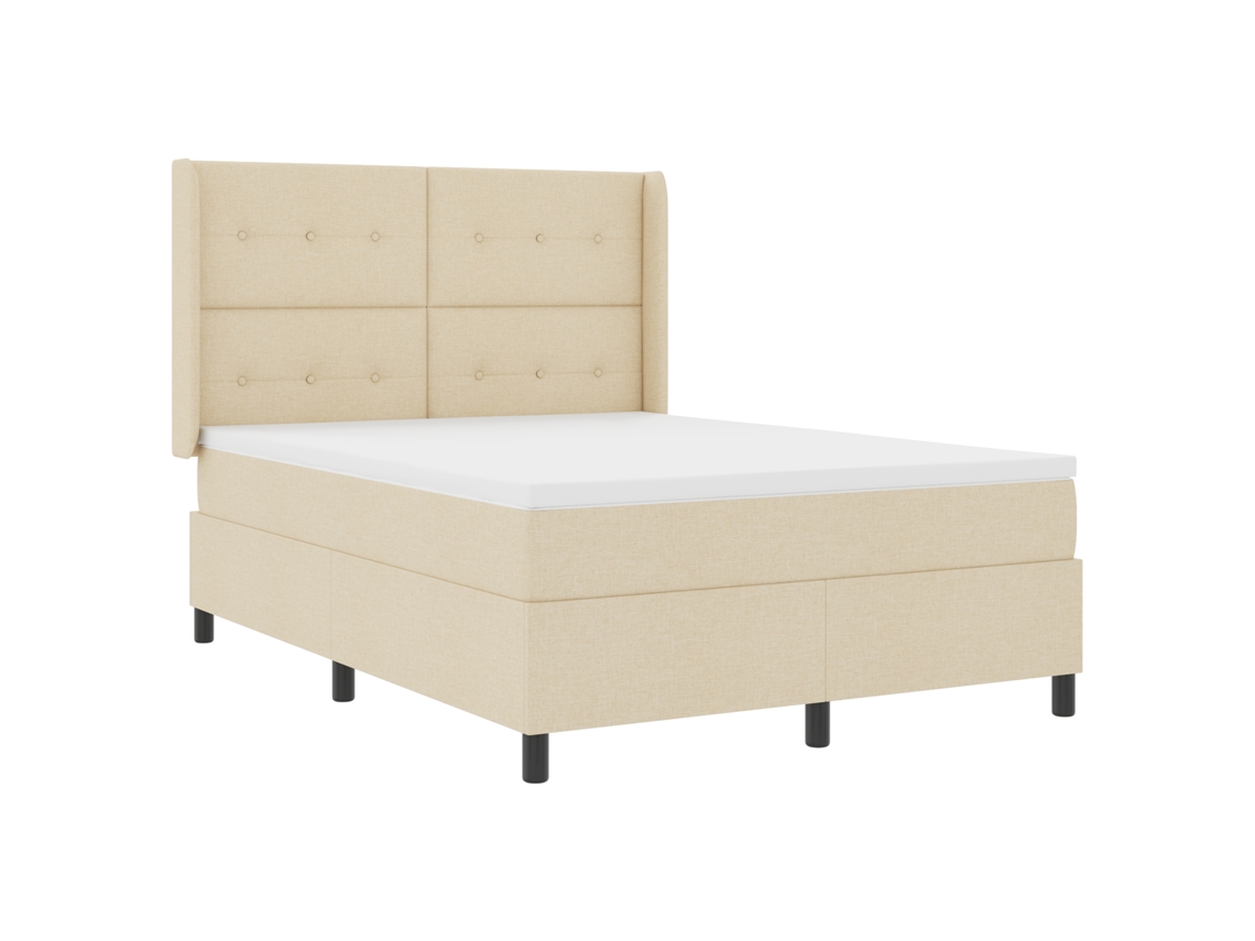 Conjunto 1 Cama Box Vidaxl Creme Tecido (190 X 140 Cm)