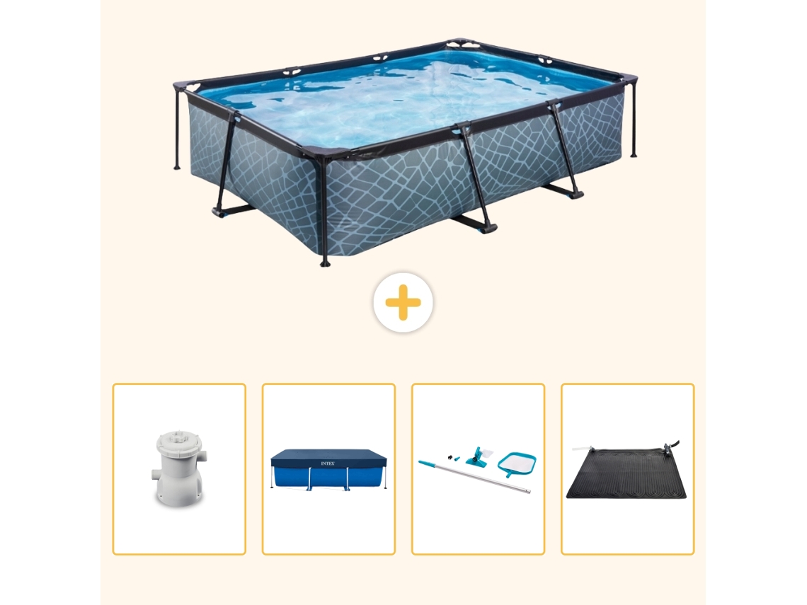 Exit-toys Piscina Exit Retangular - Efeito Pedra - 300x200x65 Cm - 5-peças S241