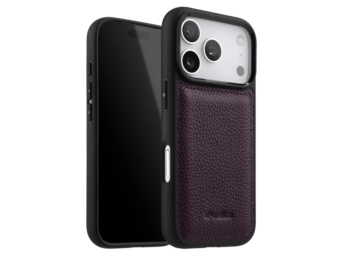 Capa Reforçada Para Iphone 17 Pro Em Couro Granulado Com Bordas Salientes