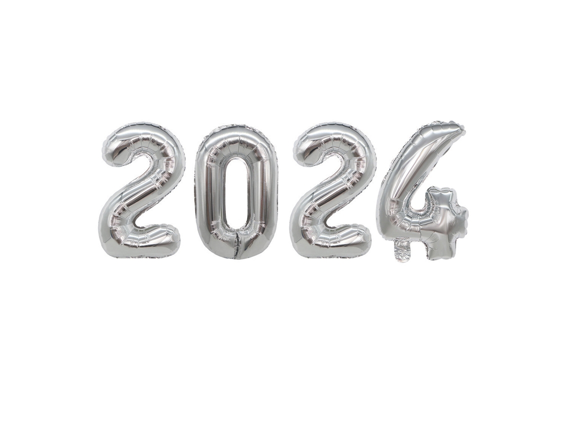 Laxiscreed Balões De Alumínio Festa Ano Novo 2024 E Bandeirola Decorativa Para Celebrações