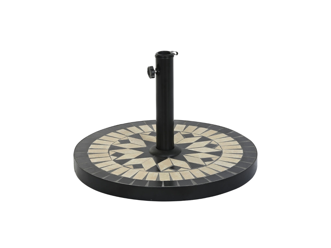 Base para Guarda-Sol DKD HOME DECOR Preto Aço inoxidável Branco Grés (50 x 50 x 32,5 cm)