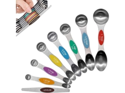 Conjunto de 8 colheres de medição de aço inoxidável para ingredientes secos e líquidos