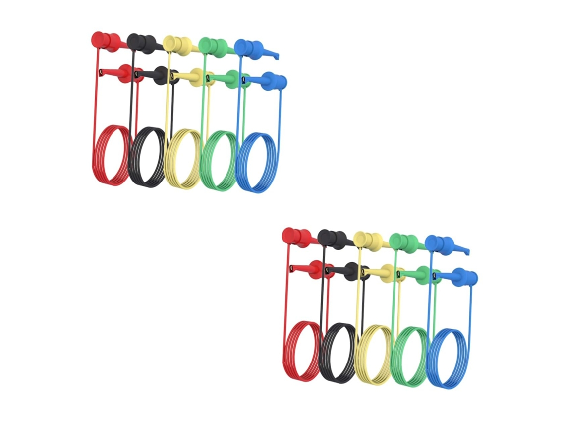 Conjunto de 2 Cabos de Teste Flexíveis e Robustos para Multímetro Elétrico, com 5 Peças . SFUSHOS (sem Enrolamento)