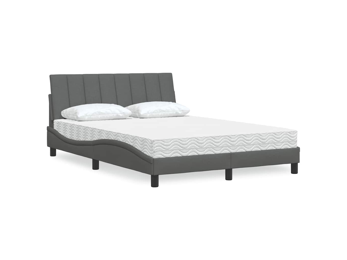 Vidaxl Cama Com Colchão Hanko 120x200 Cm Tecido Cinzento-escuro