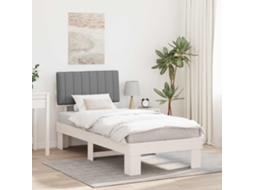 Vidaxl Estrutura de Cama com Cabeceira Estofada Cinzento claro