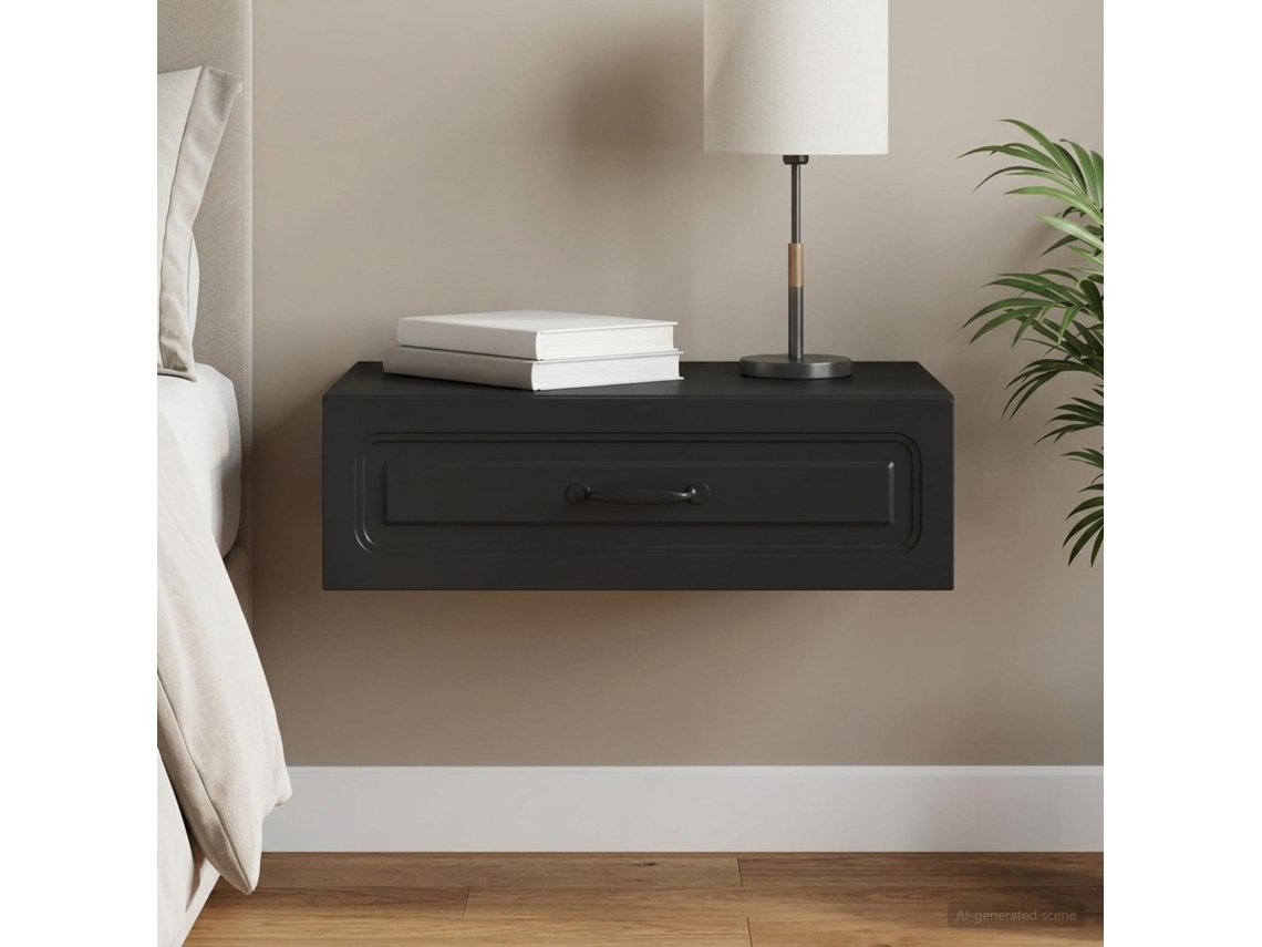 Vidaxl Mesa Lateral De Parede Preto 59 X 34,5 X 17 Cm