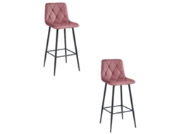 Banco Nado Veludo Rosa Escuro / Pernas Pretas X 2 Leobert