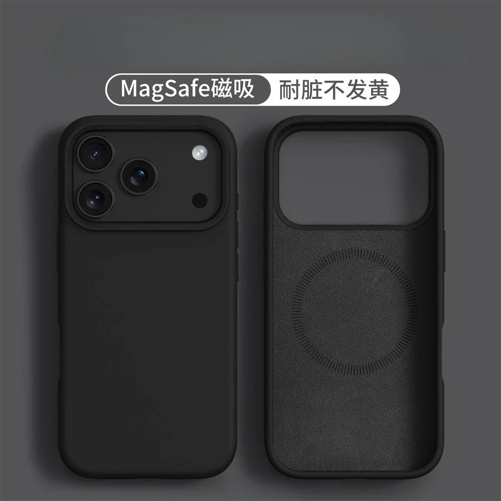 Capa Magnética De Silicone Líquido Para Iphone 16 (preta), Cor Sólida.