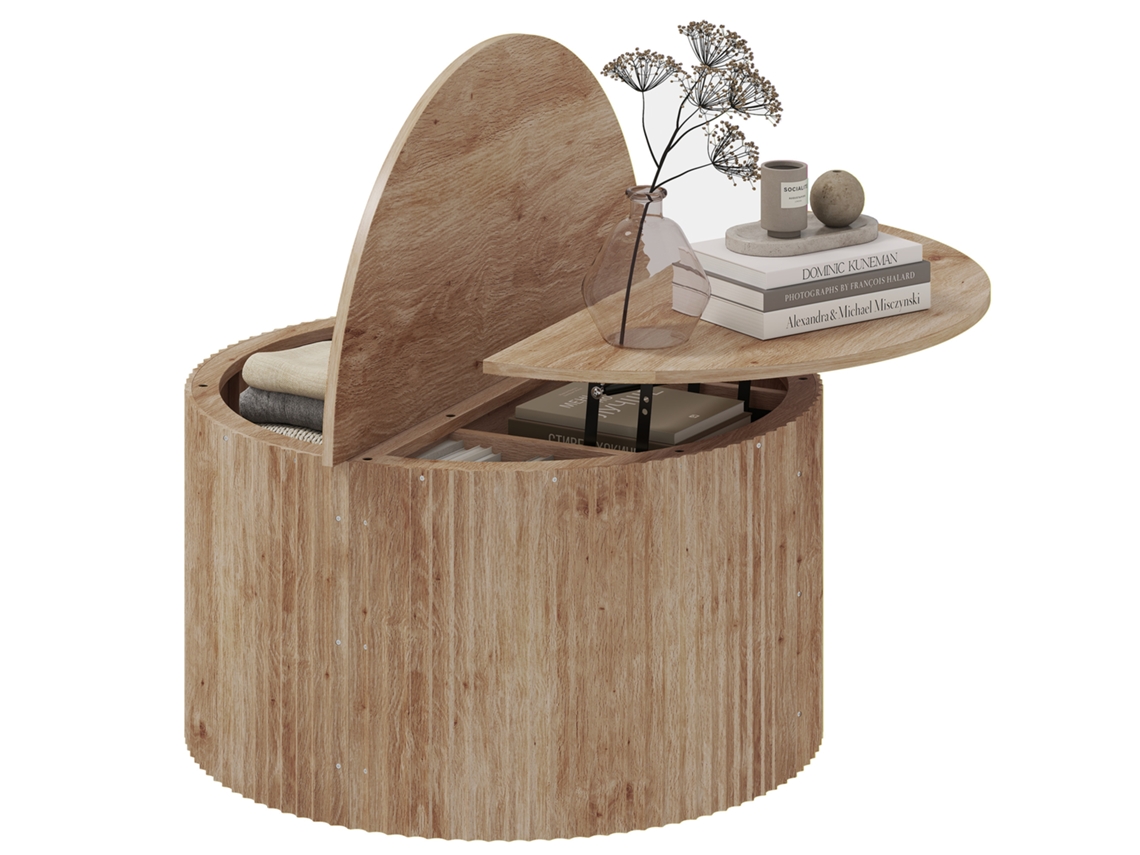 Mesa De Centro Elevável Mesa De Sala 80 X 80 X 42 Cm Madeira Natural