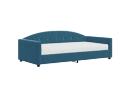 Daybed With Mattress, Daybed With Mattresses Vidaxl Azul Veludo (100 X 200 Cm)
