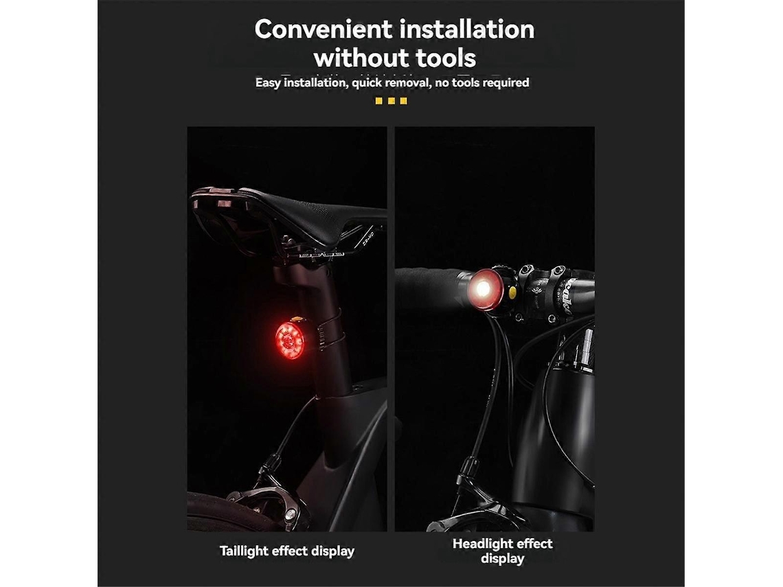 Luz De Bicicleta Inteligente Com Freio E Lanterna Traseira Em Led, Recarregável Via Usb. Aquaforge