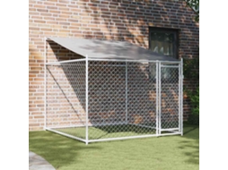 Vidaxl Jaula Para Cão Com Telhado/porta 2x2x2 M Aço Galvanizado Cinza