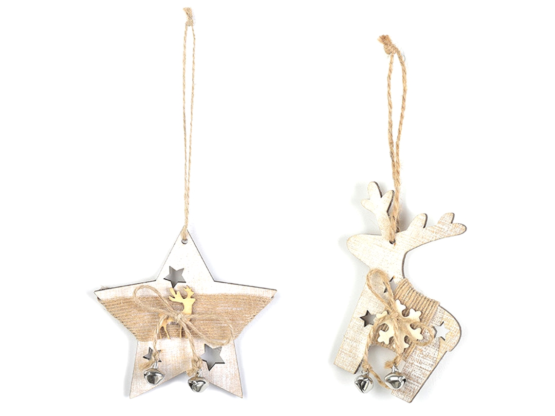 Enfeite de Natal KKVOGMLE Pendurados Decorações Madeira Castanho